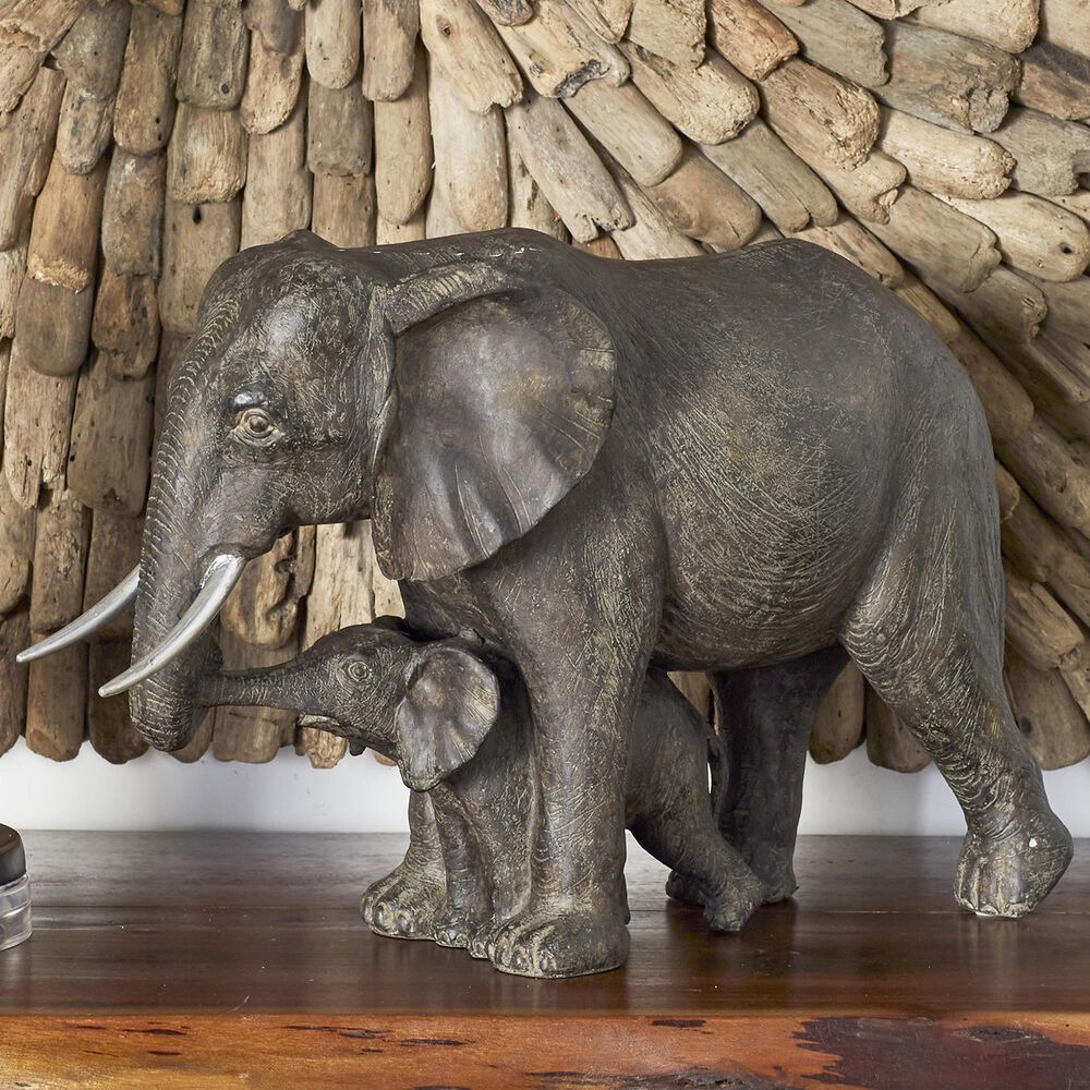 Maple and Jade Eclectic Elephant Sculpture in Dark Grey, , large