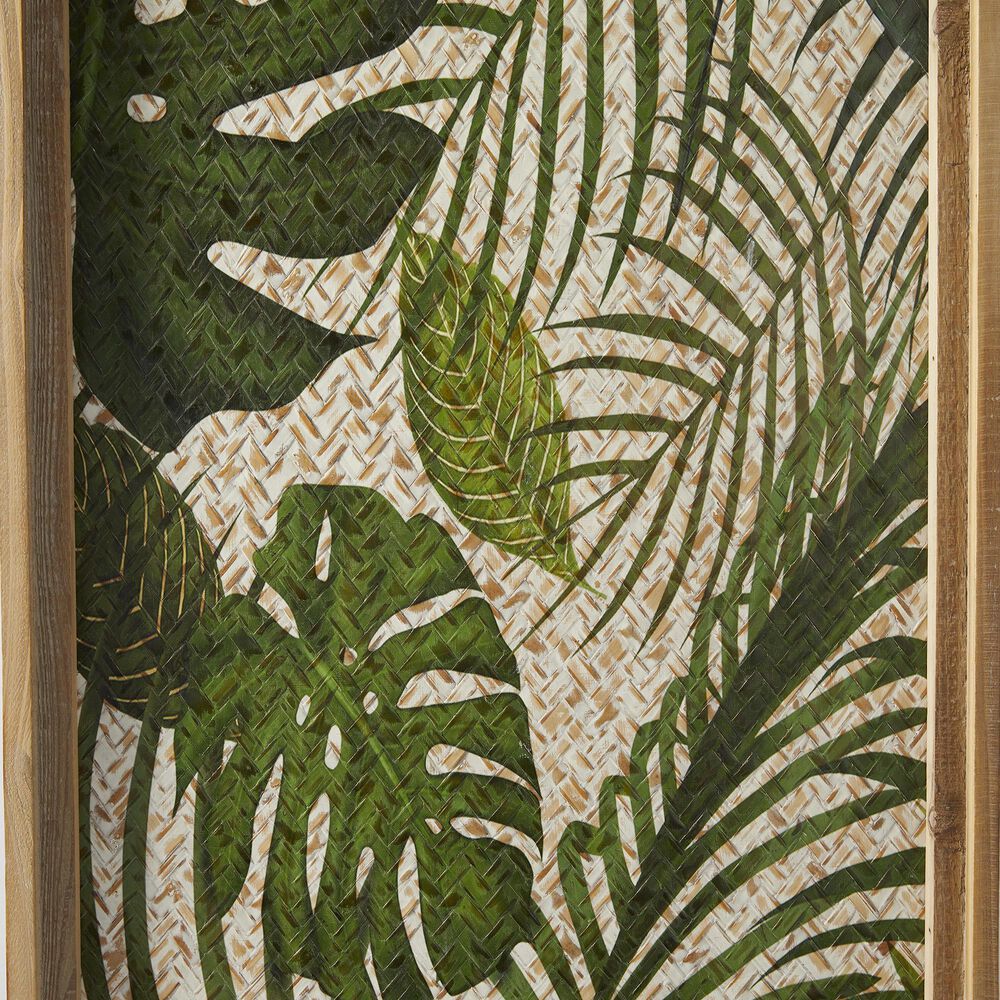 Maple and Jade 17&quot; x 25&quot; Leaf Tropical Home Wall Decor with Frame in Brown, Green and White &#40;Set of 2&#41;, , large