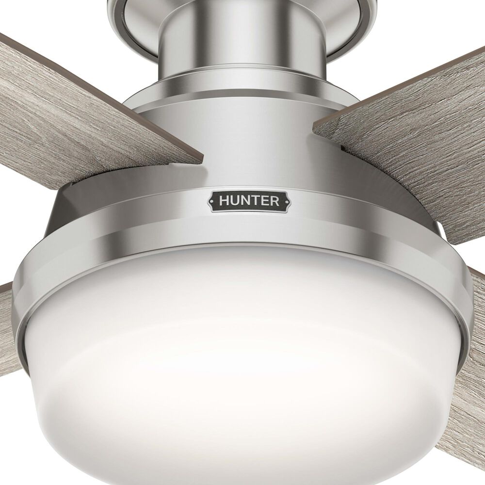 Hunter Dempsey Low Profile 44&quot; Ceiling Fan with Light Gray Oak Blades in Brushed Nickel, , large