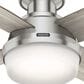 Hunter Dempsey Low Profile 44" Ceiling Fan with Light Gray Oak Blades in Brushed Nickel, , large