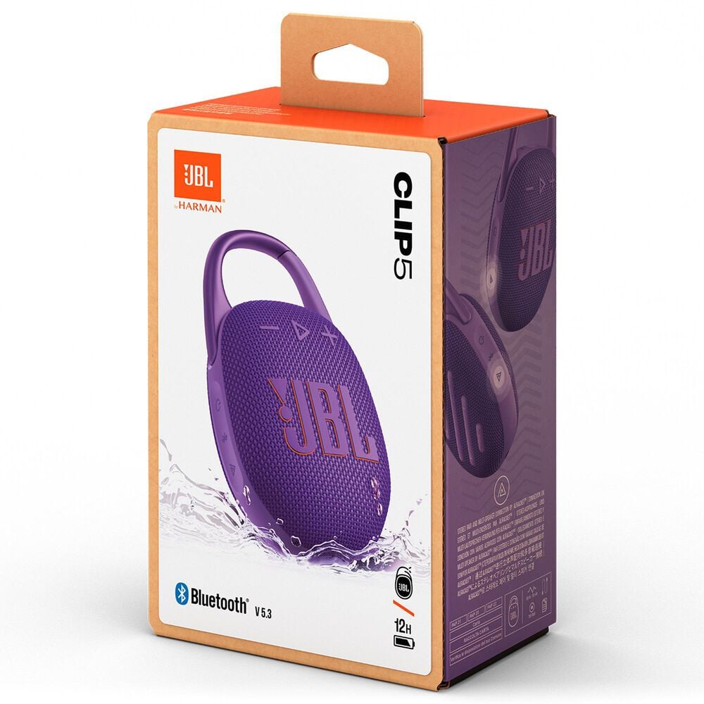JBL Clip 5 Portable Waterproof Bluetooth Speaker in Purple, , large