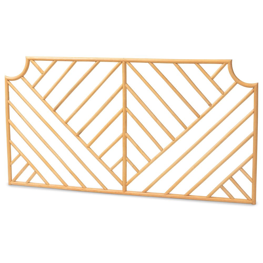 Baxton Studio Giza Queen Slat Headboard in Natural Brown, , large