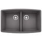 Blanco Performa 33" Equal Double Bowl Kitchen Sink in Cinder, , large