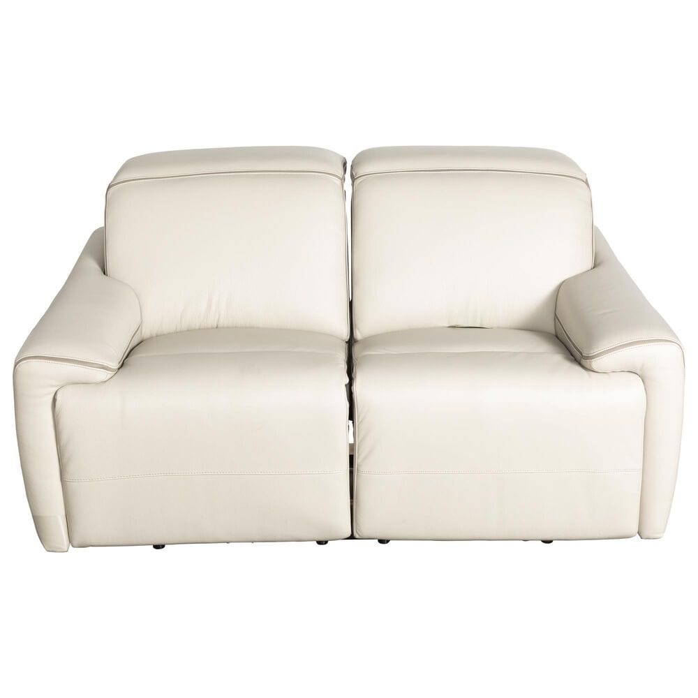 Superb Leather Leather Power Reclining Loveseat in Myrtle Light Grey, , large