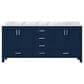 Lexora Home Jacques 72" Double Bathroom Vanity in Navy Blue with 2 cm White Carrara Marble Top and Rectangular Sinks, , large