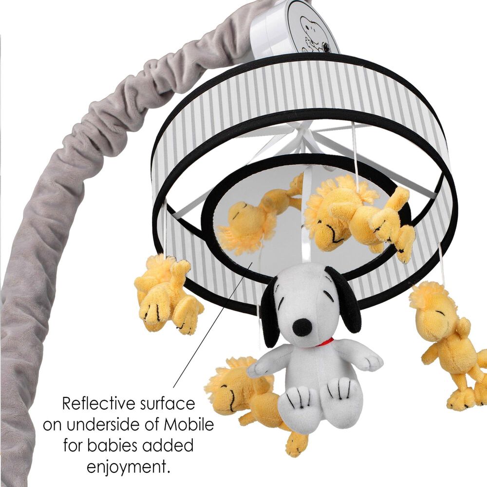 Lambs and Ivy Classic Snoopy Musical Baby Crib Mobile in Black and Yellow, , large