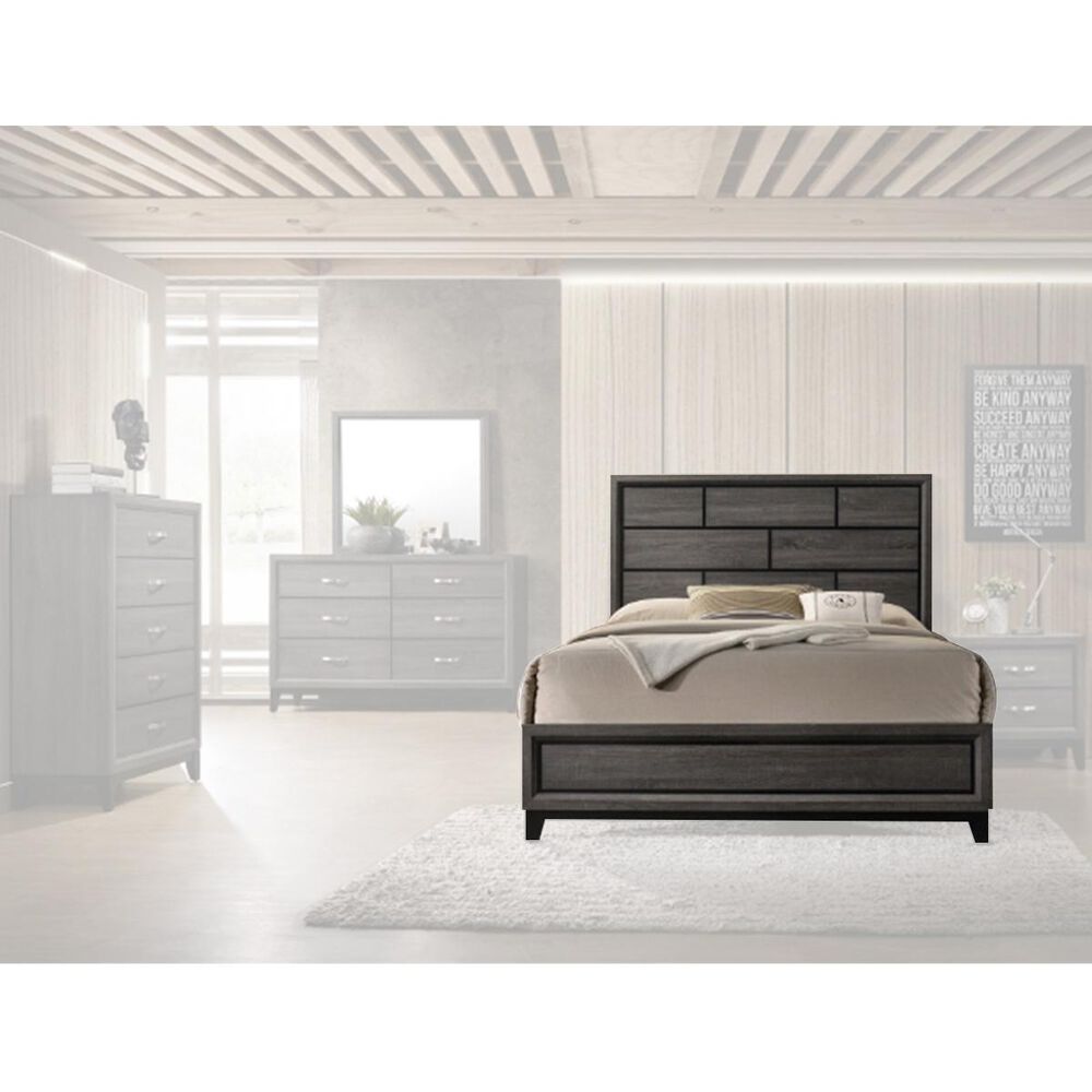 Crown Mark Akerson King Panel Bed in Grey, , large