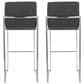 Lumisource Fuji High Back Barstool with Charcoal Fabric in Stainless Steel (Set of 2), , large