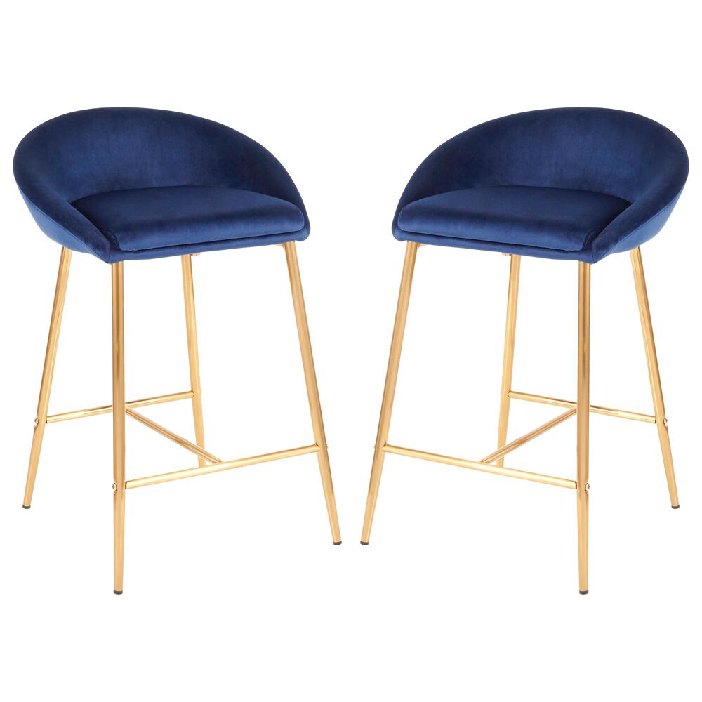 Lumisource Matisse 26" Counter Stool in Blue/Gold (Set of 2), , large