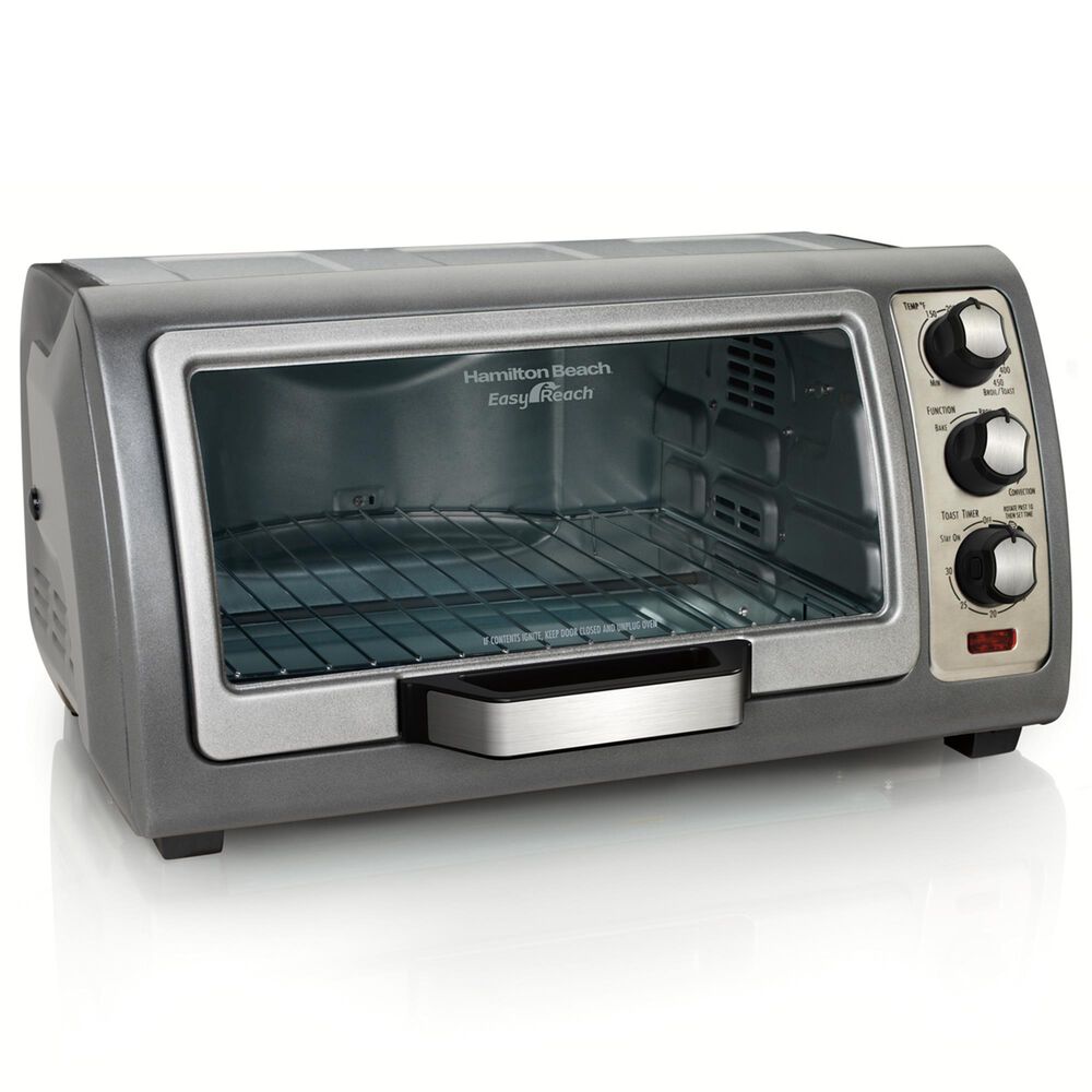 Hamilton Beach 6-Slice Easy Reach Toaster Oven with Roll Top Door in Gray, , large