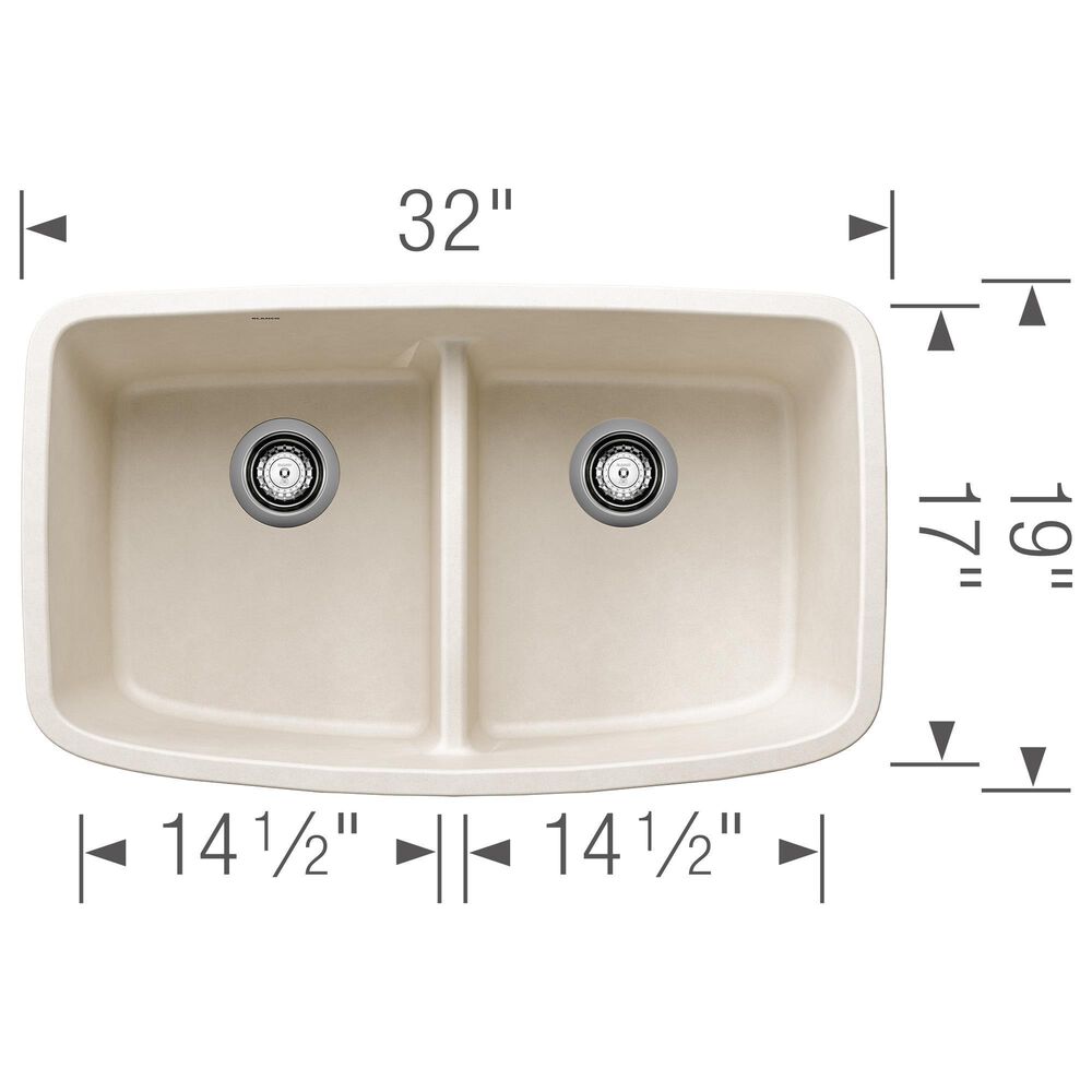 Blanco Valea 32&quot; Equal Double Low Divide Kitchen Sink in Soft White, , large