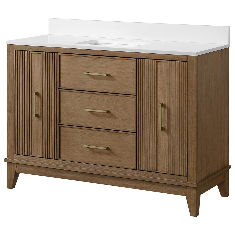 37B Fenwick 48" Single Bathroom Vanity in Kona with Glossy White Composite Stone Top and Backsplash, , large