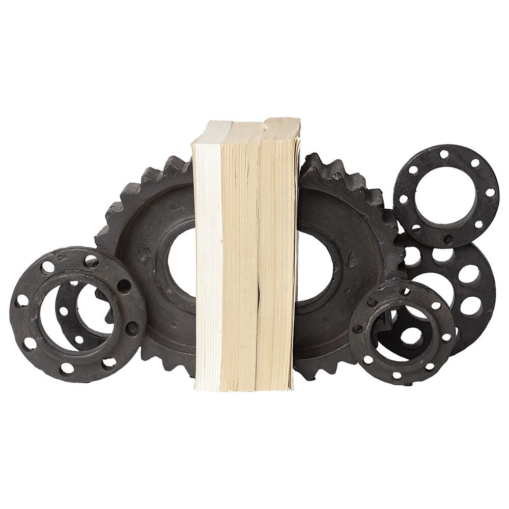 Mercana Cogsworth Resin Industrial Gear Decorative Bookend in Brown &#40;Set of 2&#41;, , large