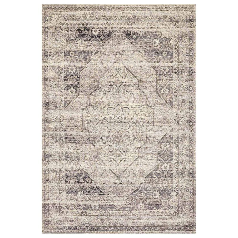 Loloi Mika 6"7" x 9"4" Stone and Ivory Area Performance Rug, , large