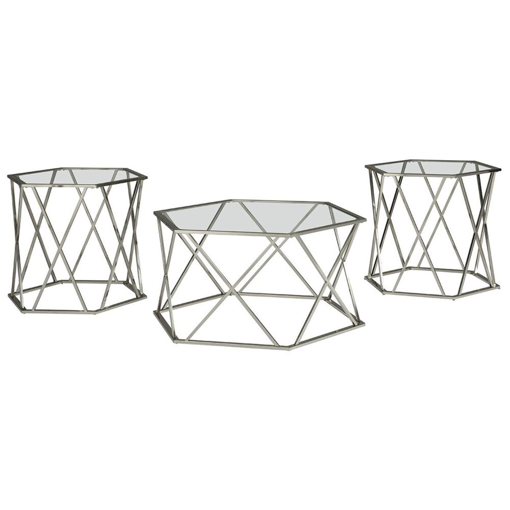 Signature Design by Ashley Madanere 3-Piece Occasional Table Set in Chrome, , large