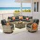 HOMLUX 9-Piece Patio Conversation Set with Illuminated Table in Black, , large