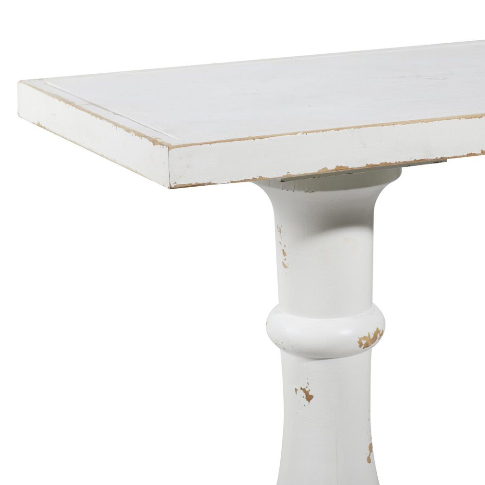 Uma Enterprises Farmhouse Pedestal Console Table in White, , large