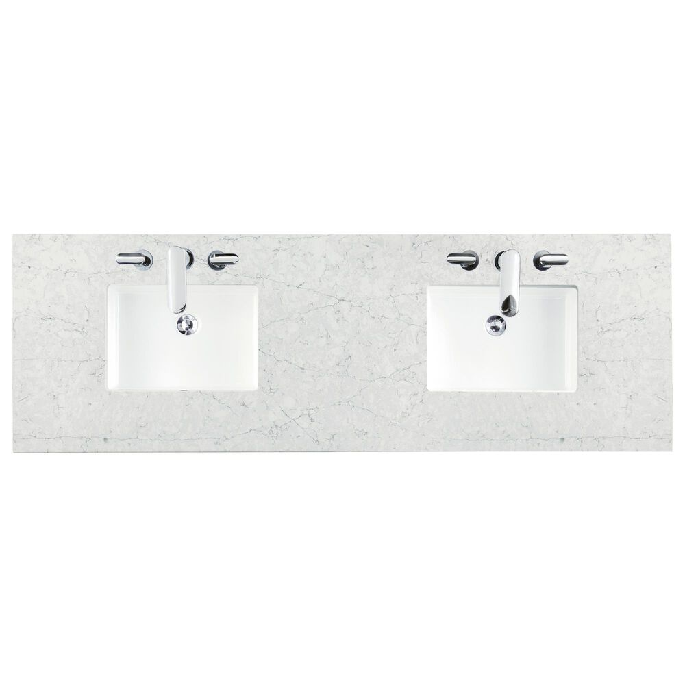 James Martin Vanities Brookfield 72&quot; Double Bathroom Vanity in Pecan with 3cm Eternal Jasmine Pearl Quartz Top and Rectangular Sinks, , large