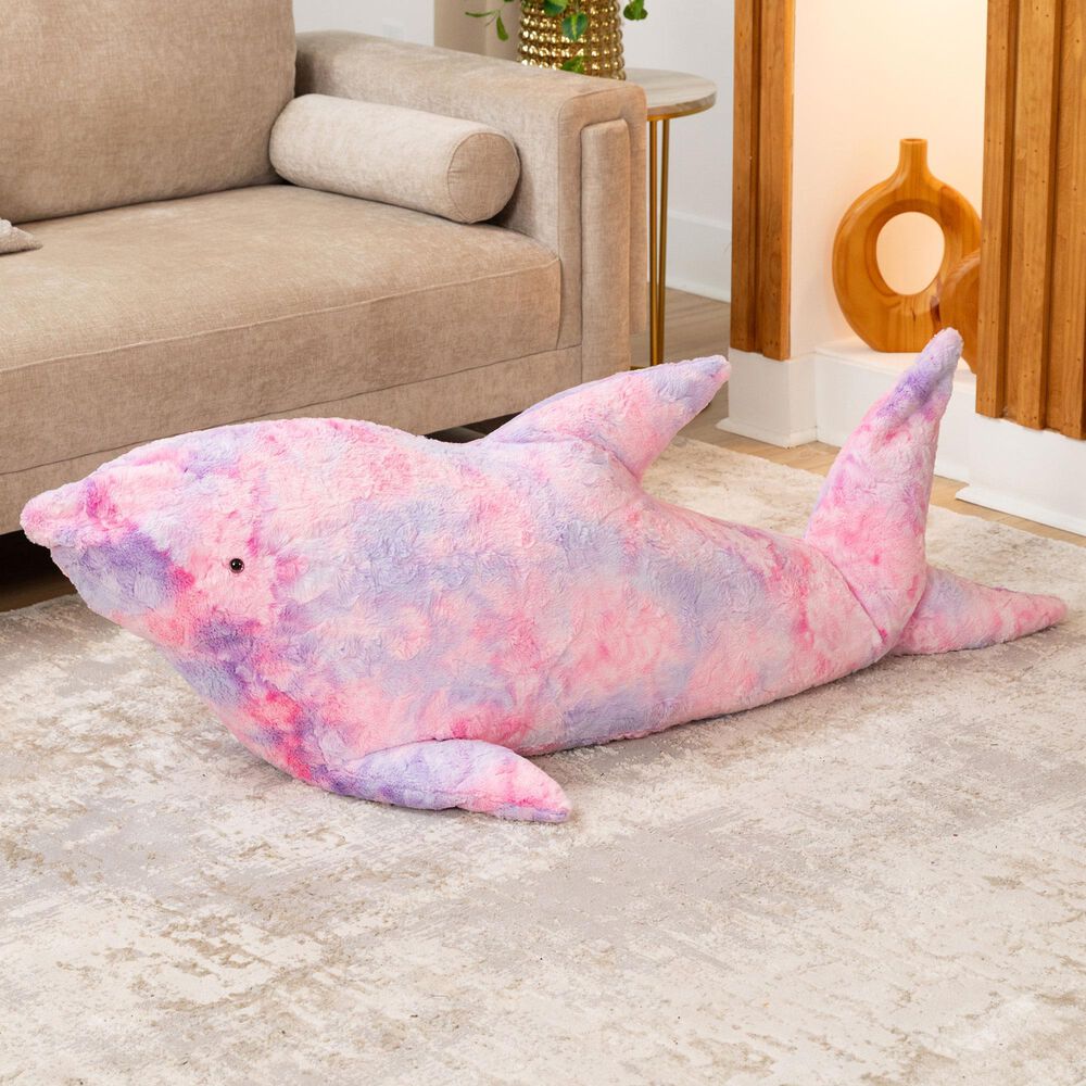 Jaxx Finn The Shark Sea Buddy Large Kids Stuffed Animal Bean Bag in Unicorn Pink, , large