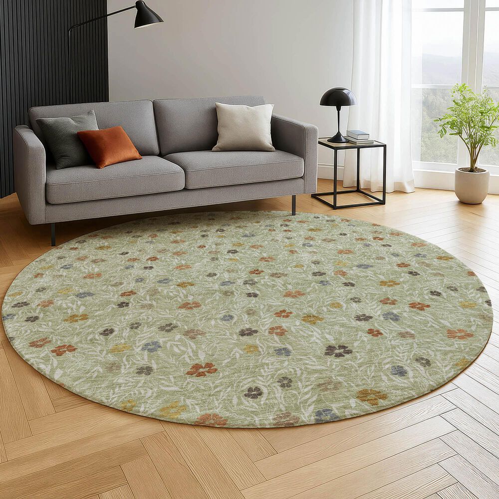 Dalyn Rug Company Soft Essentials Floral Cactus 8' Round Indoor/Outdoor Area Rug, , large