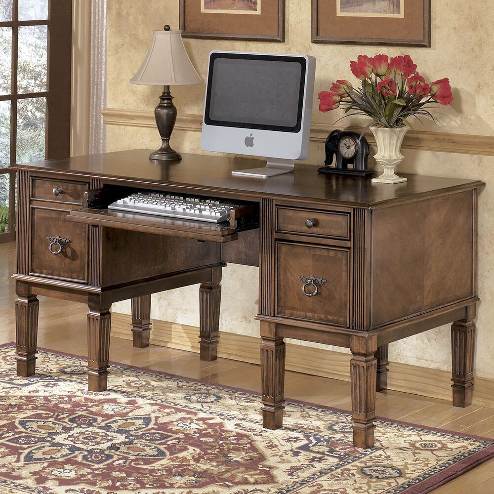 Signature Design by Ashley Hamlyn Storage Leg Desk in Medium Brown, , large