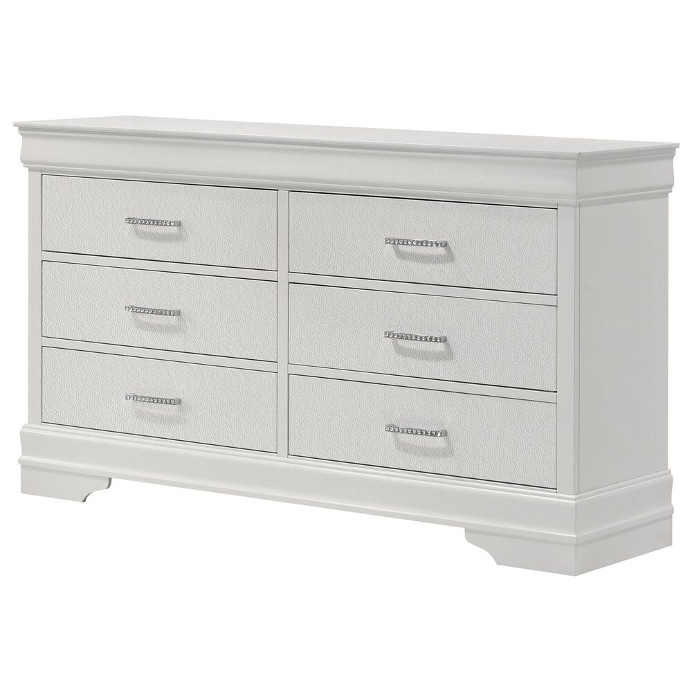 Crown Mark Amalia 6-Drawer Dresser and Mirror in White, , large