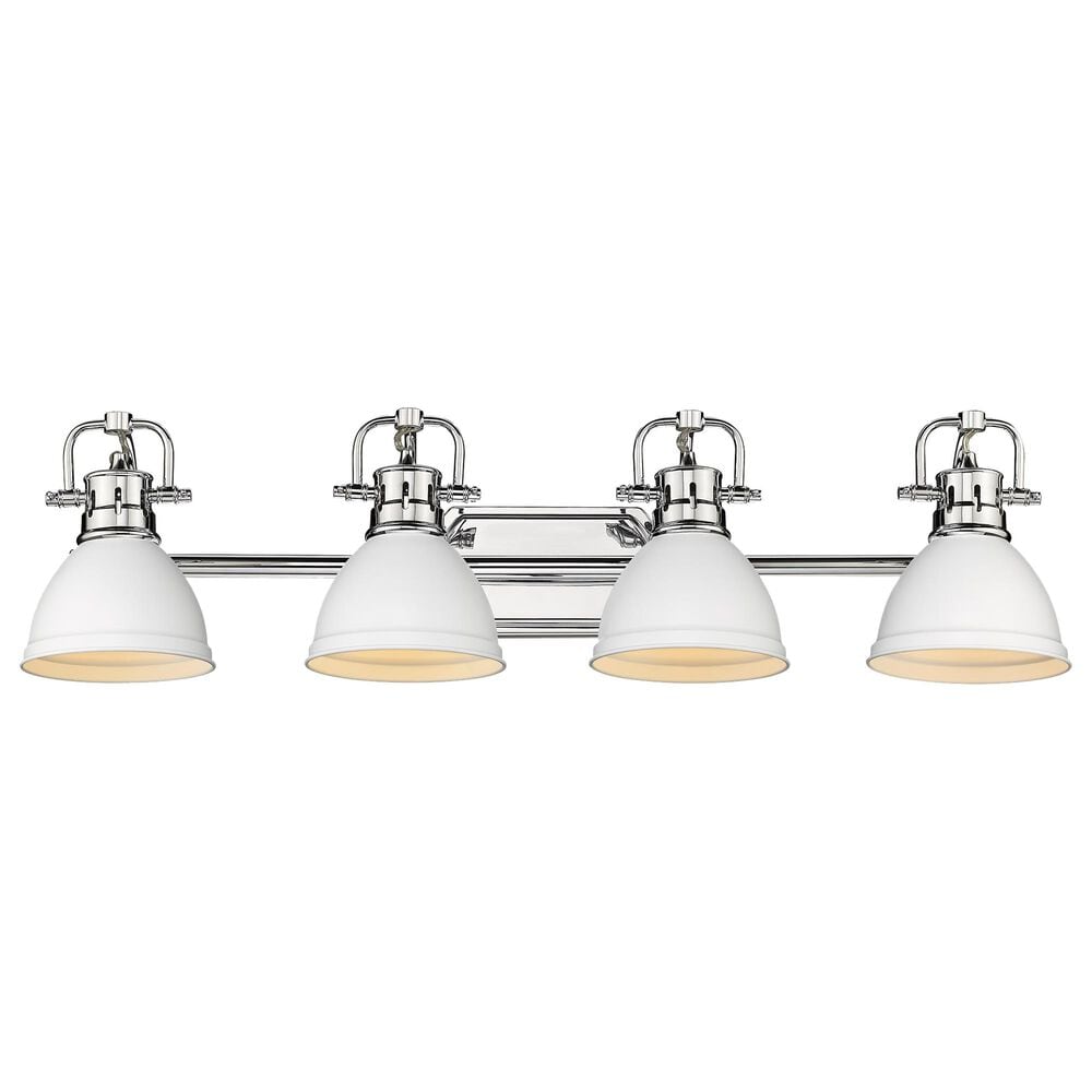 Golden Lighting Duncan 4-Light Bath Vanity with Matte White Shade in Chrome, , large