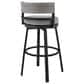 Armen Living Encinitas Patio Swivel Counter Height Bar Stool with Dark Gray Cushion in Black, , large