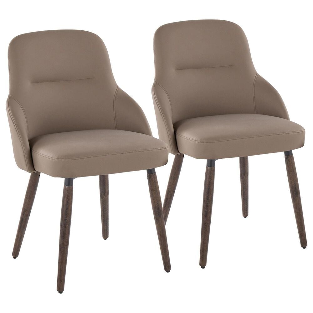 LumiSource York Side Chair with Brown Faux Leather Cushion in Dark Walnut (Set of 2), , large
