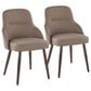 LumiSource York Side Chair with Brown Faux Leather Cushion in Dark Walnut (Set of 2), , large