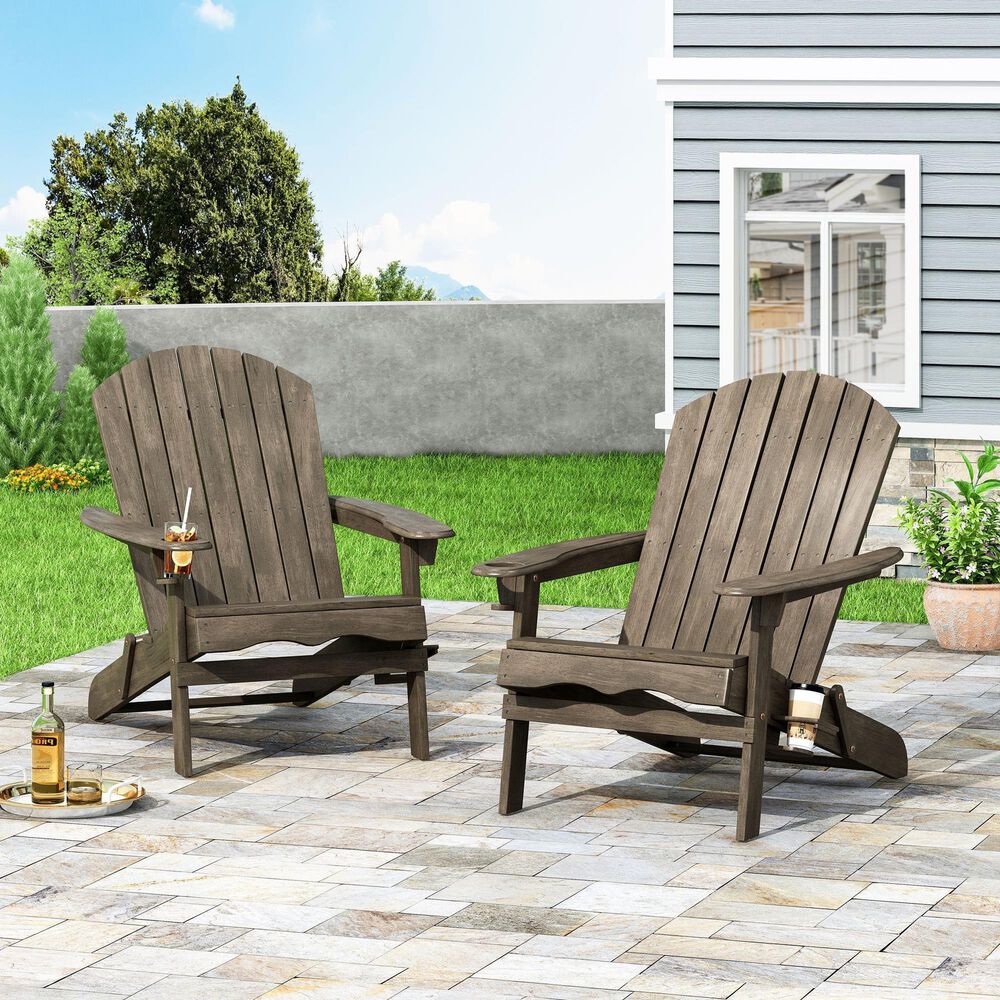 Noble House Bellwood Patio Adirondack Chair in Grey &#40;Set of 2&#41;, , large
