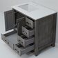Lexora Home Jacques 36" Left Offset Single Bathroom Vanity in Distressed Grey with 2 cm White Quartz Top and Rectangular Sink, , large