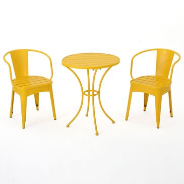 Noble House Colmar 3-Piece Patio Bistro Set in Matte Yellow, , large