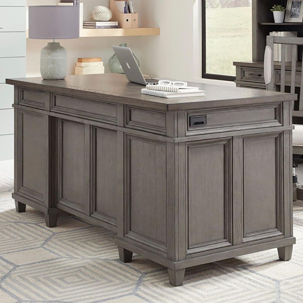 Riva Ridge Caraway 66&quot; Executive Desk in Aged Slate and Brown, , large