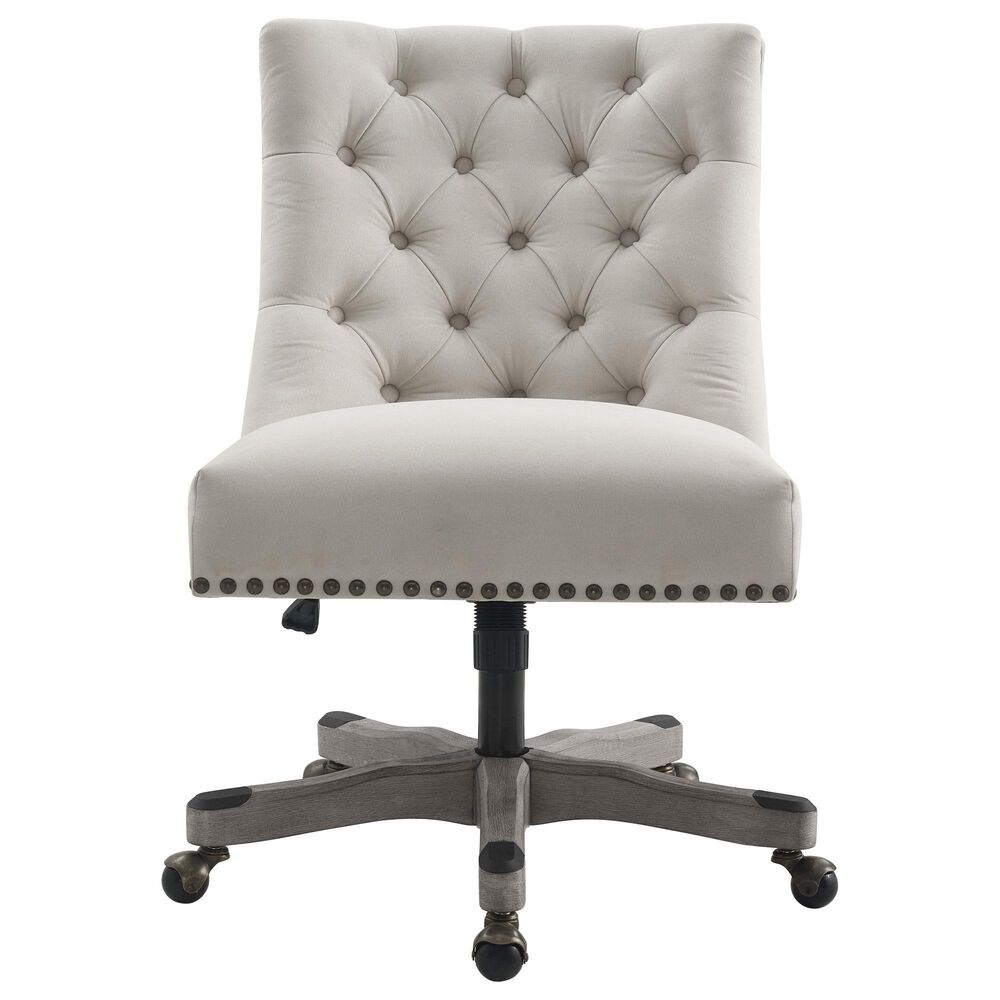 Linon Home Decor Della Office Chair with Natural Cushion in Gray Wash, , large
