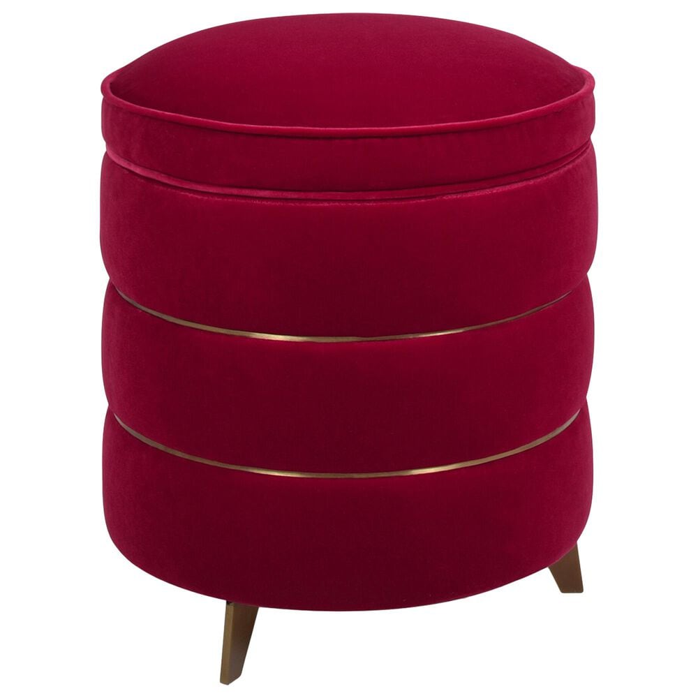 Jennifer Taylor Home Midas Storage Ottoman in Siren Red Velvet, , large