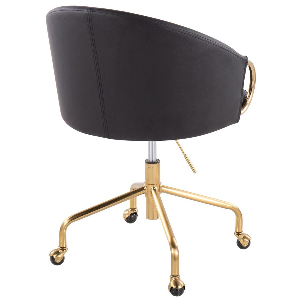 Lumisource Claire Task Chair with Black Cushion in Gold, , large