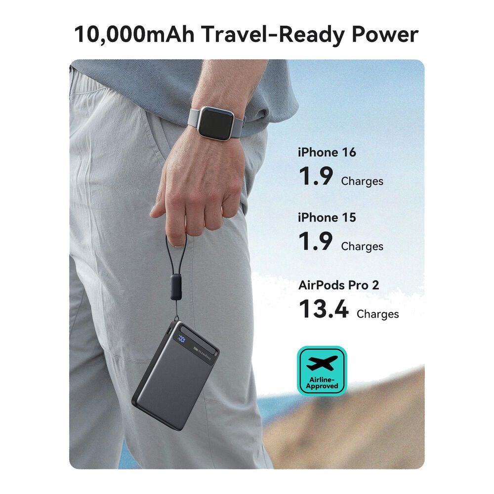 INUI MagPro 10000mAh Slim Power Bank in Black, , large