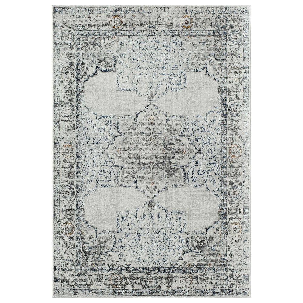 Rugs America Prescott Bay Blossom 2"6" x 8" Gray and White Runner, , large