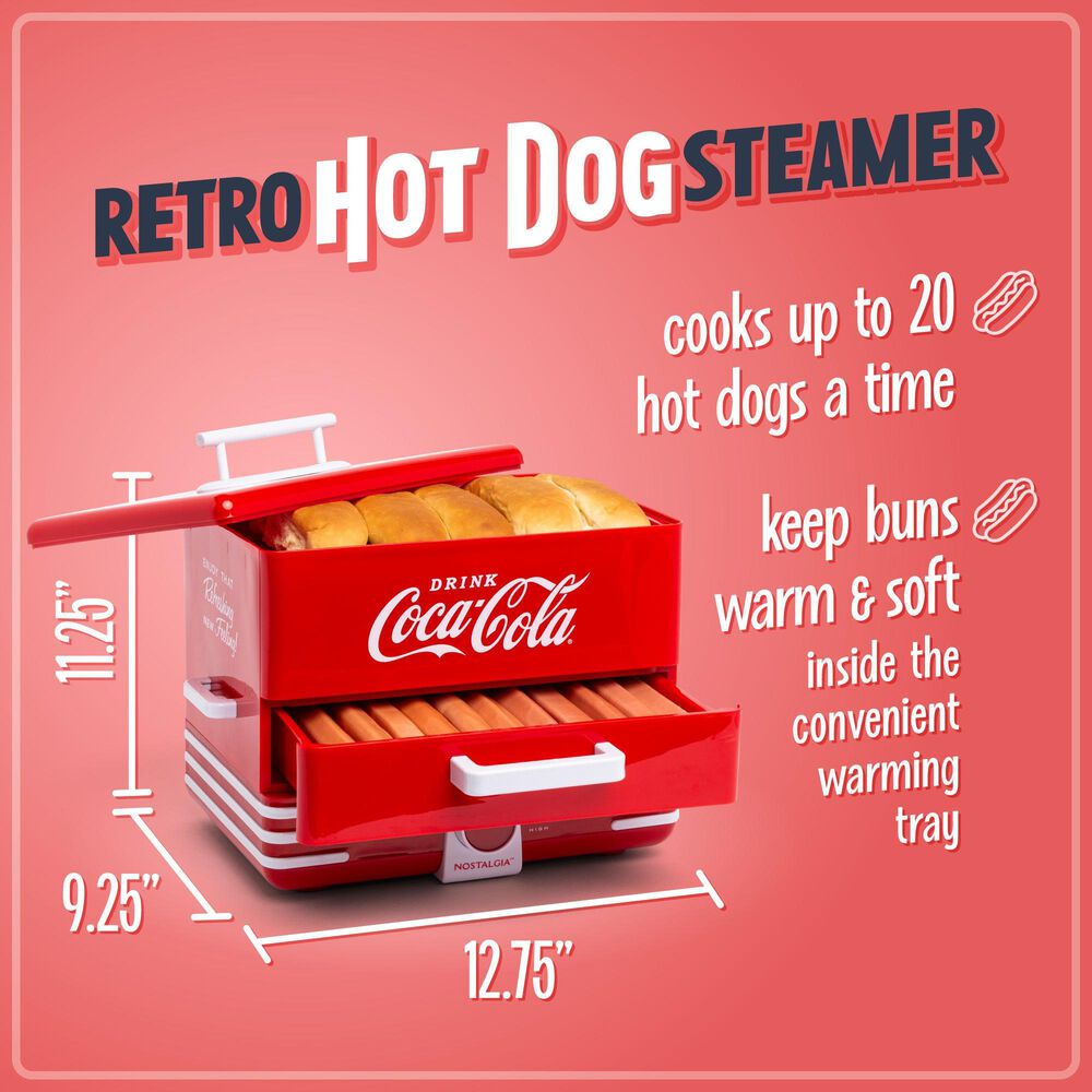 Nostalgia Electrics Coca-Cola Large Hot Dog Steamer in Red, , large
