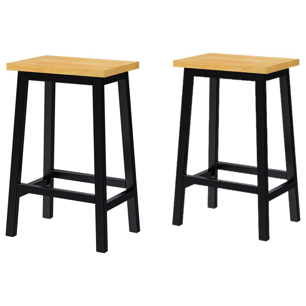HOMLUX 25.6" Counter Stool in Light Brown and Black (Set of 2), , large