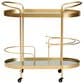 Baxton Studio Kamal 2-Tier Mobile Wine Bar Cart in Brushed Gold and Clear, , large