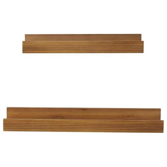 Maple and Jade Wall Shelf with Lip in Natural Brown (Set of 2)