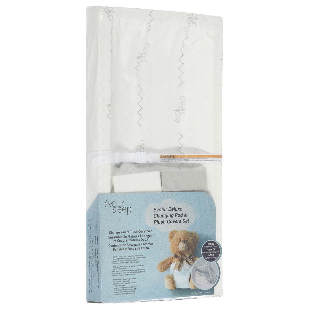 Evolur 3-Sided Changing Pad with 2 Covers in White, , large