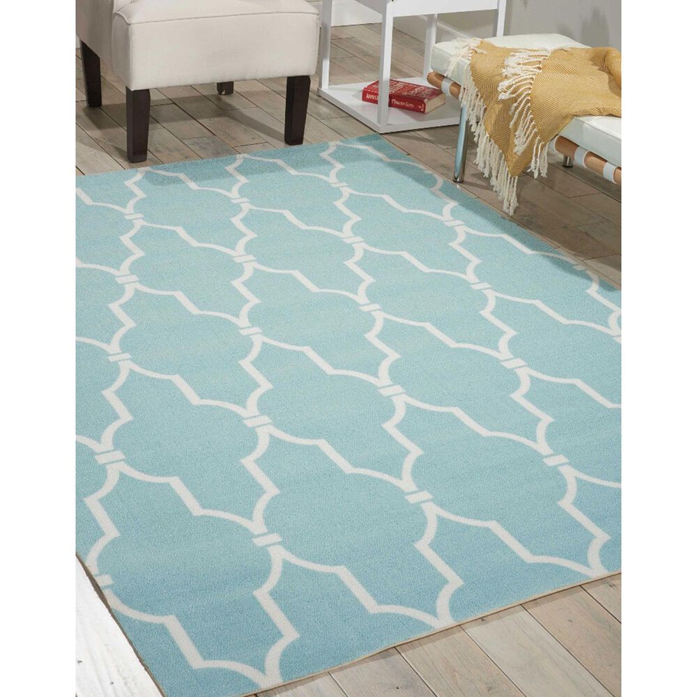 Nourison Home &amp; Garden RS087 10&#39; x 13&#39; Aqua Indoor/Outdoor Area Rug, , large