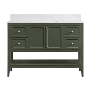 37B Ravello 48" Single Bathroom Vanity Cabinet in Deep Olive Green with Marble Top and Backsplash, , large