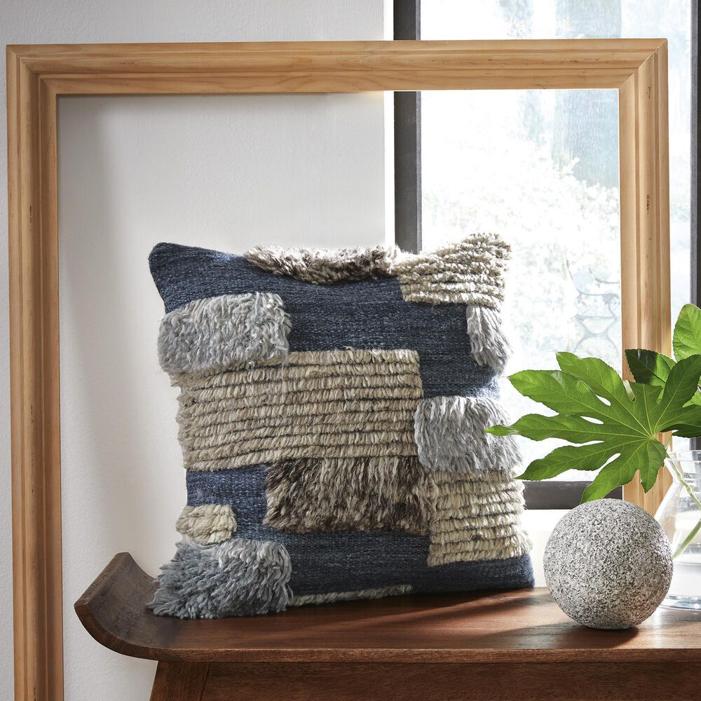 Ashley Gibbend 20&quot; x 20&quot; Throw Pillow in Blue, Gray and White, , large
