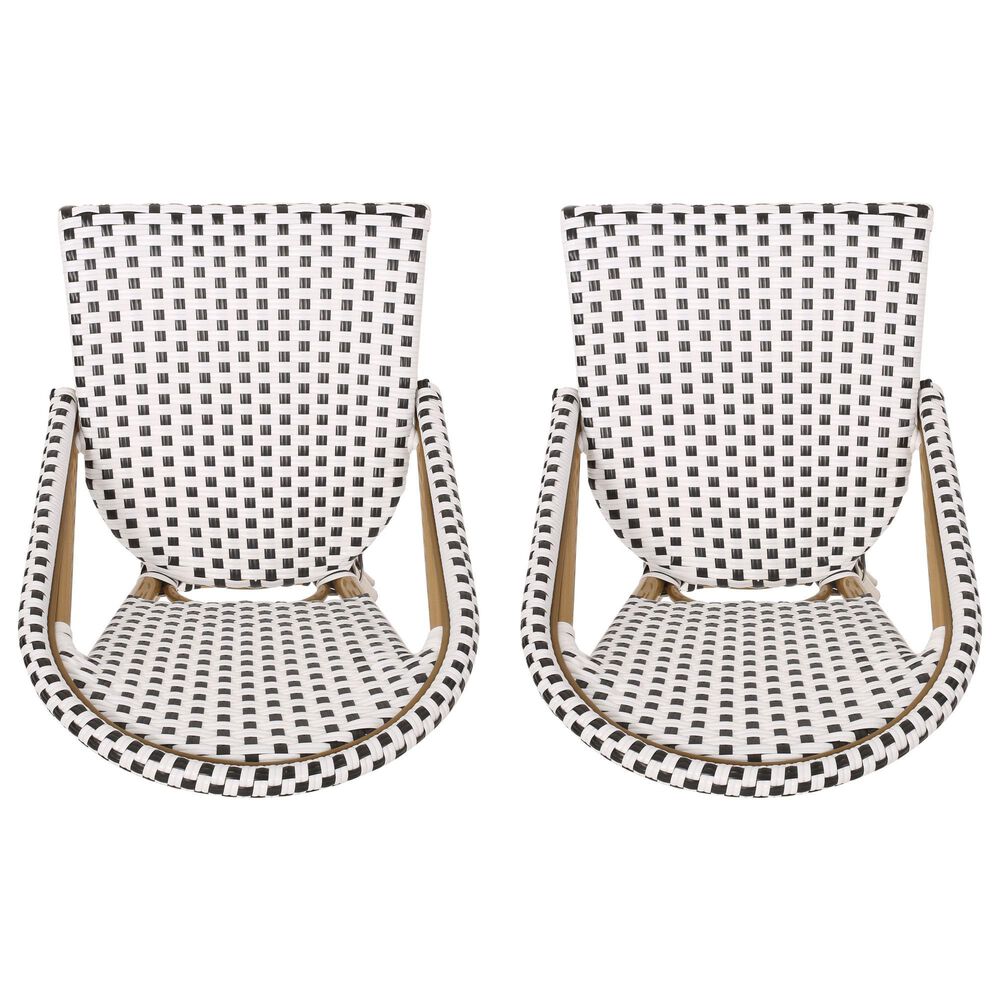 Hearth and Haven Outdoor Wicker French Barstool with Brown Aluminum Frame in White (Set of 2), , large