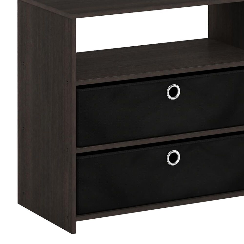 HOMLUX 46.6" Simple Design TV Stand with Bins in Walnut and Black, , large