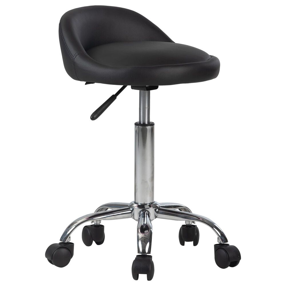 Impressions Vanity Shauna Swivel Vanity Stool with Black Cushion in Silver, , large